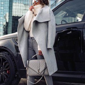 Mango Wide Lapel Wool Blend Trench Coat XXS